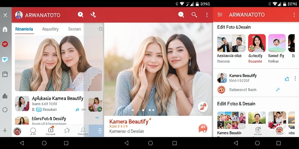 Tampilan antarmuka ARWANATOTO dengan fitur Kamera Beautify yang menarik.