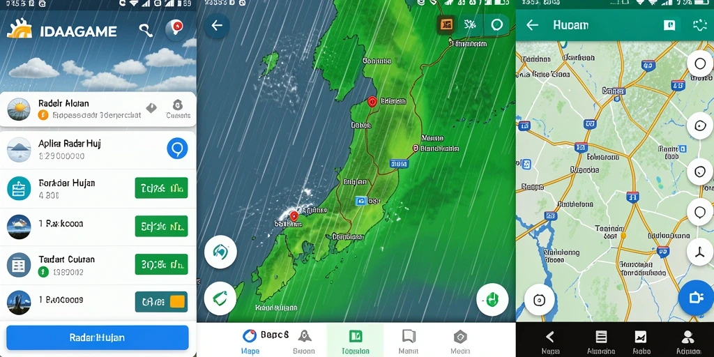 Antarmuka aplikasi Radar Hujan IDAGAME yang menampilkan data cuaca terkini.