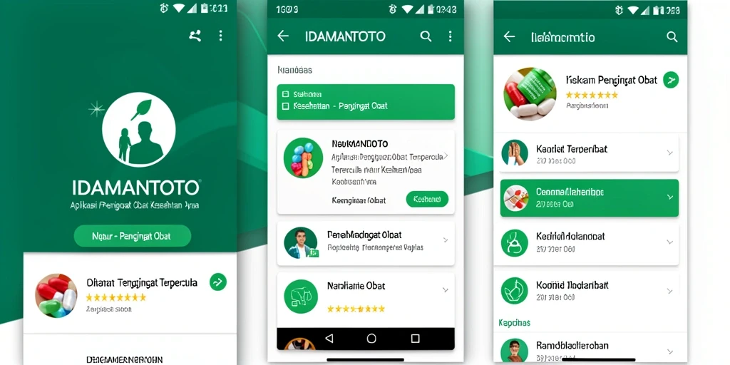 Tampilan antarmuka IDAMANTOTO dengan fitur pengingat obat yang mudah digunakan.