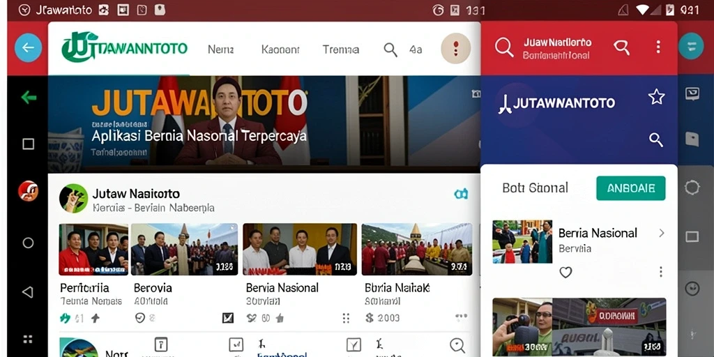 Antarmuka JUTAWANTOTO menampilkan berita nasional yang update setiap saat.