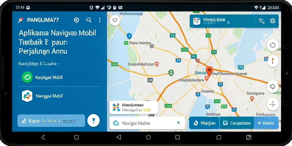 Antarmuka aplikasi PANGLIMA77 yang intuitif dan informatif untuk navigasi mobil.