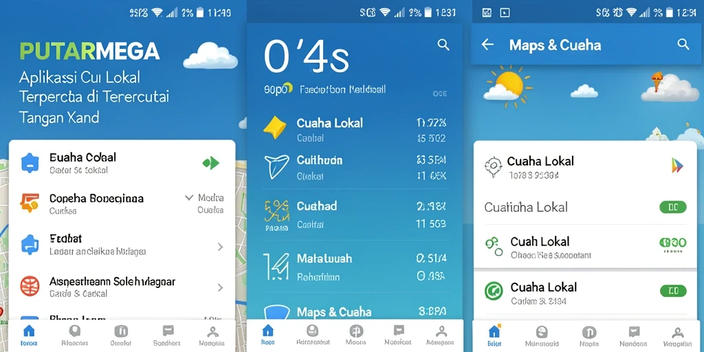 Screenshot aplikasi PUTARMEGA yang menunjukkan antarmuka cuaca lokal.