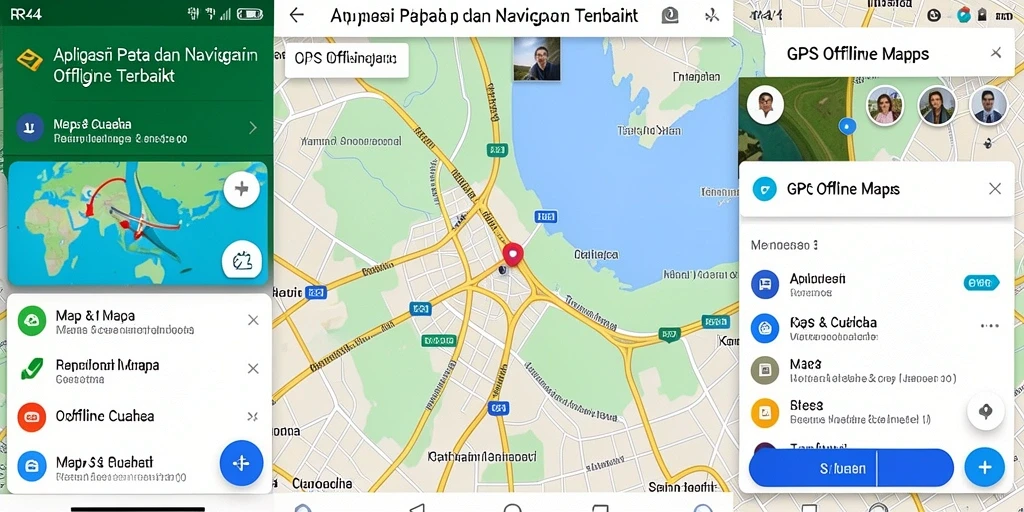 Tampilan antarmuka aplikasi GPS Offline Maps RR44 yang sederhana dan informatif.