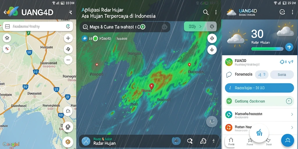 Antarmuka UANG4D menampilkan peta radar hujan yang jelas dan informatif.